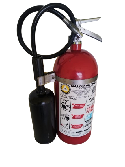 Extintor de dióxido de carbono CO2 con manguera y boquilla