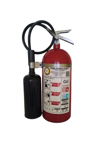 Extintor de dióxido de carbono CO2 vista lateral