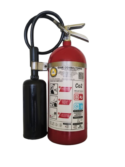 Extintor de dióxido de carbono CO2 vista frontal
